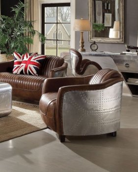 Brancaster Chair 53547 in Brown Leather by Acme w/Options [AMAC-53547 Brancaster]