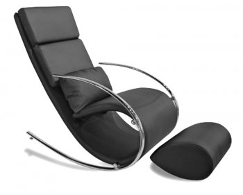 Chloe Rocker Chair & Ottoman in Black Leatherette by Whiteline [WLCC-Chloe Black]