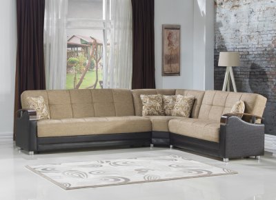 Luna Fulya L. Brown L-Shape Reversible Sectional Sofa by Bellona