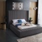 Kiki Upholstered Bed in Grey Velvet Fabric by Meridian