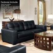 Black Padded Faux Leather Modern Sofa & Loveseat Set