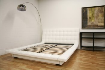 Celia Platform Bed in White Faux Leather by Wholesale Interiors [WIB-Celia White]