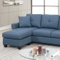 F6573 Reversible Sectional Sofa in Blue Fabric by Poundex