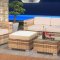 Malibu 5Pc Patio Sofa Set by Modway in Sepia & White