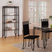 Black Metal Base Glass Top Stylish Contemporary Dinette