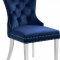 Carmen Dining Chair 743 Set of 2 Navy Velvet Fabric by Meridian