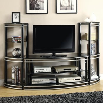 700722 3Pc Wall Unit in Black & Silver Tone by Coaster [CRTV-700722]