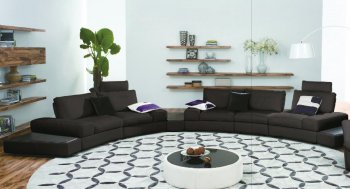 Modi Modular Sectional Sofa in Black Leather by Beverly Hills [BHSS-Modi Black]