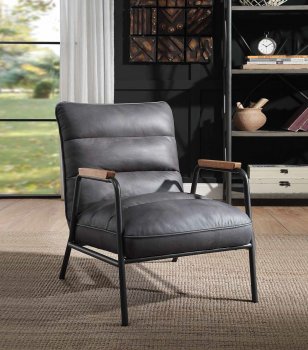 Nignu Accent Chair 59950 in Gray Top Grain Leather by Acme [AMAC-59950 Nignu]