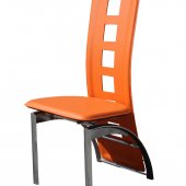 Set of 4 Orange Bicast Contemporary Dining Chairs w/Chrome Legs