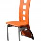 Set of 4 Orange Bicast Contemporary Dining Chairs w/Chrome Legs