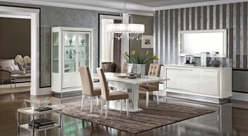 Dama Bianca Dining Table in White High Gloss by ESF w/Options [EFDS-Dama Bianca]