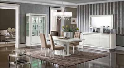 Dama Bianca Dining Table in White High Gloss by ESF w/Options