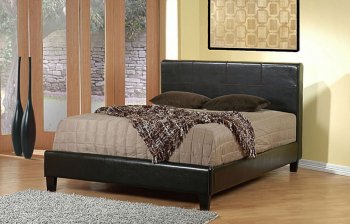 Dark Chocolate Brown Contemporary Bed with Bycast Leather Design [CRBS-190-300211]