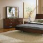 Wenge Finish Modern Bedroom Set With Wooden Curved Headboard