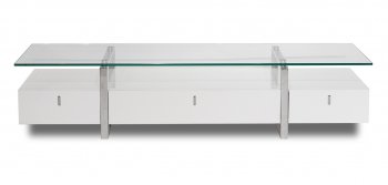 Suzanne TV Unit in White w/Glass Top by Whiteline Imports [WLTV-Suzanne]