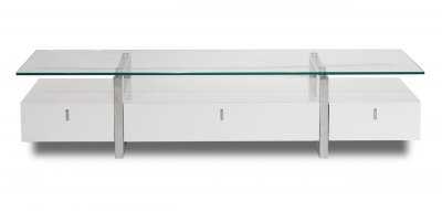 Suzanne TV Unit in White w/Glass Top by Whiteline Imports