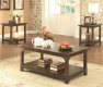 703587 3Pc Coffee Table Set in Tobacco Brown by Coaster