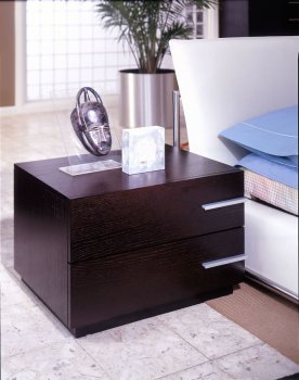 Dark Espresso Finish Contemporary Two-Drawer Nightstand [Rossetto-Pavo Nightstand]