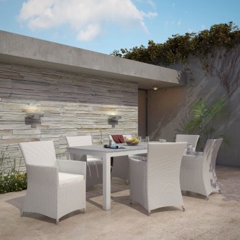 Junction 7 Piece Outdoor Dining Set in Gray/White by Modway [MWOUT-EEI-1750-GRY-WHI-SET]