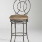 Silver Tone Frame & Taupe Suede Seat Set of 2 Barstools