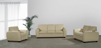 Cream Bonded Leather Modern Loveseat & Sofa Set w/Options [GYS-G357]