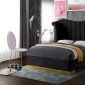 Flora Upholstered Bed in Black Velvet Fabric by Meridian