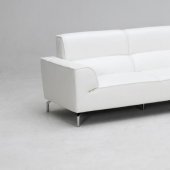 White Leather Modern Sectional Sofa w/Steel Legs