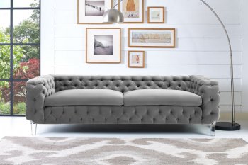 Celine Sofa TOV-S76 in Grey Velvet Fabric by TOV Furniture [TVS-TOV-S76-Celine Grey]