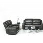 Hearst Power Motion Sofa 3Pc Set - Dark Grey Leatherette by VIG