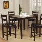 Brown Oak Finish Modern 5Pc Counter Height Dining Set