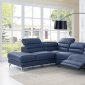 Johnson Power Motion Sectional Sofa in Navy Leather by Whiteline