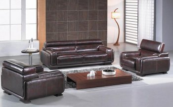 Burgundy Brown Leather 3PC Living Room Set w/Adjustable Headrest [VGS-BO3919-Baltimore]