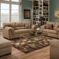 Latte Microfiber Modern Sofa & Loveseat Set w/Throw Pillows