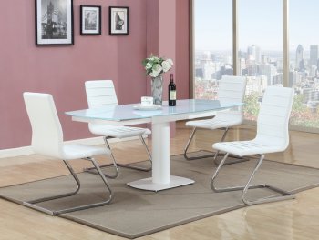 Grace Dining Table 5Pc Set in White w/Janet Chairs by Chintaly [CYDS-Grace-White-Janet]