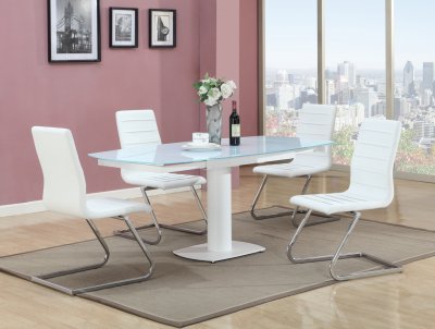 Grace Dining Table 5Pc Set in White w/Janet Chairs by Chintaly