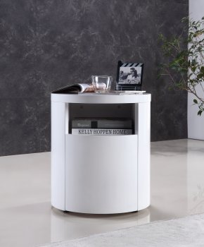 Area Set of 2 Nightstands High Gloss White Lacquer by Casabianca [CBNS-Area White]