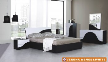 Wenge & White Verona Moden Bedroom w/Optional Casegoods [AEBS-Verona Wenge White]