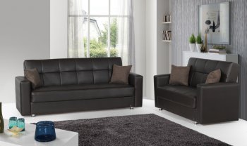 Lego Sofa Bed in Brown Bonded Leather by Rain w/Optional Items [RNSB-Lego Bonded Brown]