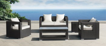 Black & White Modern Outdoor 5Pc Patio Chairs Set w/Coffee Table [ZOUT-Algarve-701155]