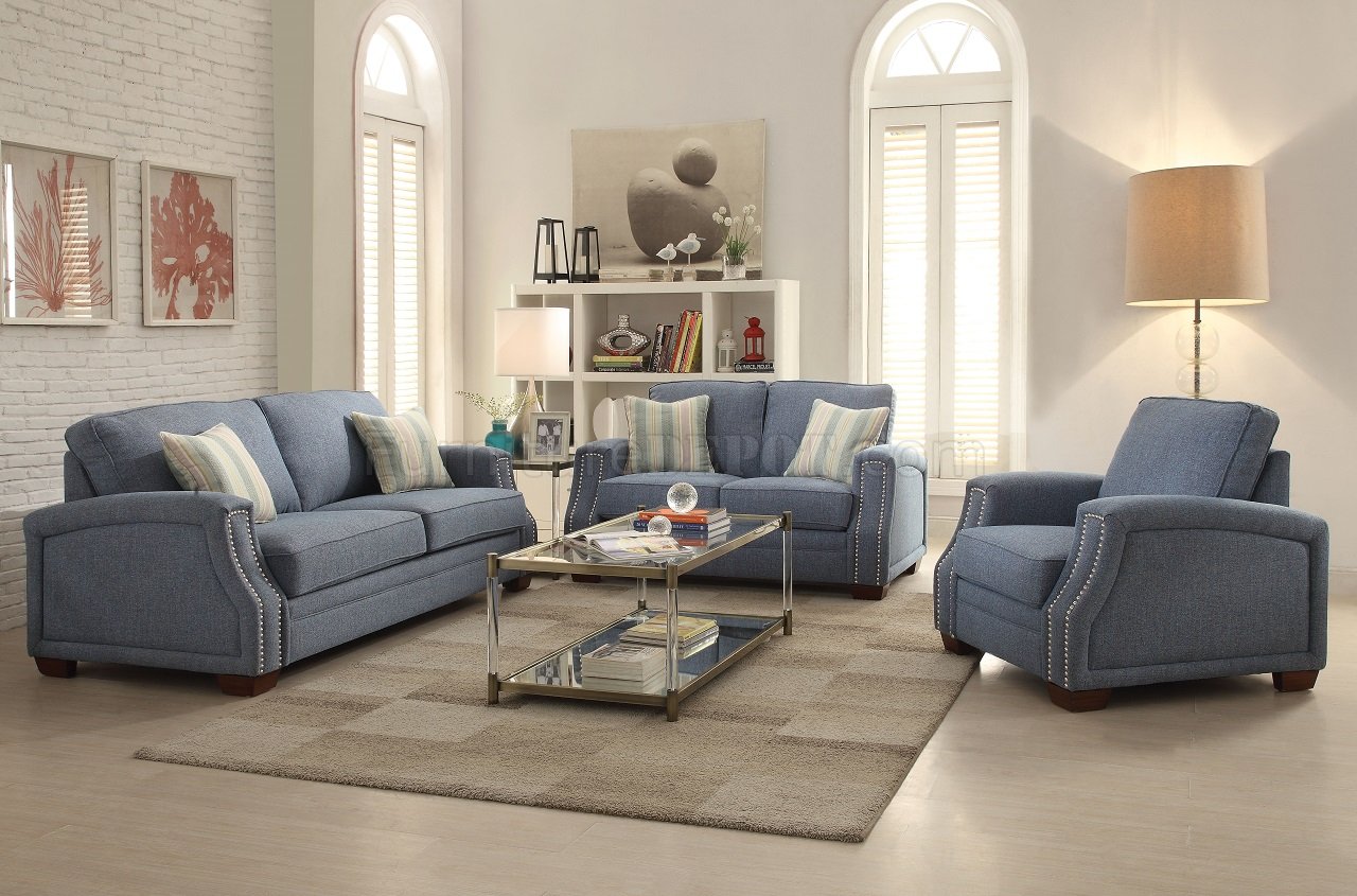 Betisa 52585 Sofa in Light Blue Fabric by Acme w/Options - Click Image to Close