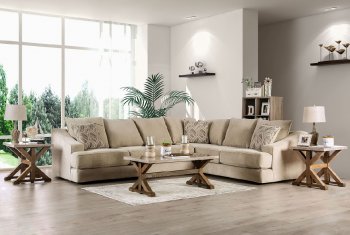 Senda Sectional Sofa SM9108 in Beige Fabric w/Options [FASS-SM9108-Senda]