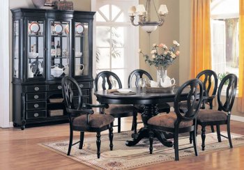 Classic Black Finish Dining Room W/Pedestal Base Table [AMDS-40-6980]