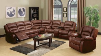 9172/9242 Reclining Sectional Sofa in Brown Bonded Leather [EGSS-9172-9242]