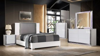 Ylime Bedroom Set 5Pc in White by Global w/Options [GFBS-Ylime Smooth White]