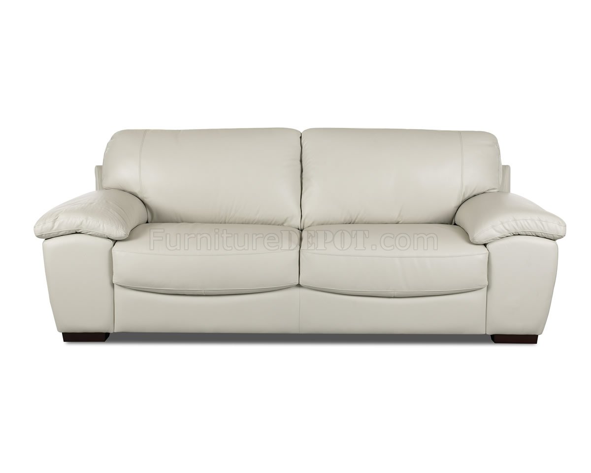 Off-White Top Grain Leather Elegant Living Room w/Lower Legs