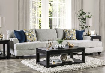 Viktor Sectional Sofa SM5208 in Light Gray Fabric w/Options [FASS-SM5208-Viktor]