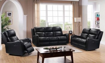 Cortana Power Motion Sofa & Loveseat Set Black by Leather Italia [LIS-E71317-Cortana Pwr Black]