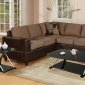 Saddle Microfiber Plush Modern Sectional Sofa w/Faux Leather