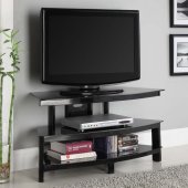 Black Finish Modern Two Tier TV Stand